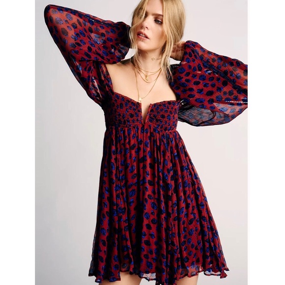 Free People Dresses & Skirts - FREE PEOPLE Mini Blooms Dress Animal Print XS